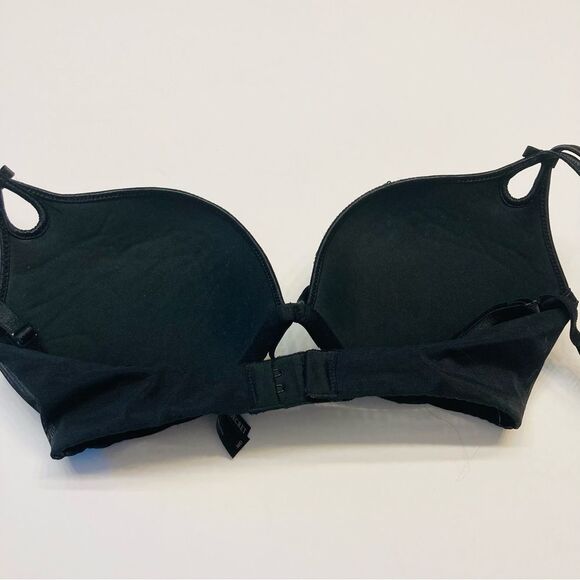 Victoria's Secret Gorgeous Plunge Bling Sequin Bra 32D Thong‎ Panty Set Black - Picture 11 of 15